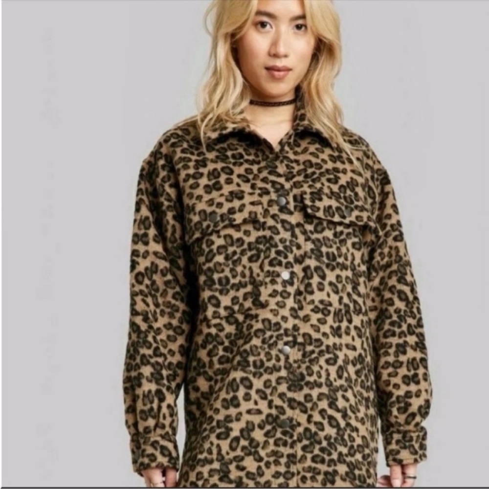 Wild Fable Leopard Print Oversized Shacket Jacket Coat Size [Medium]